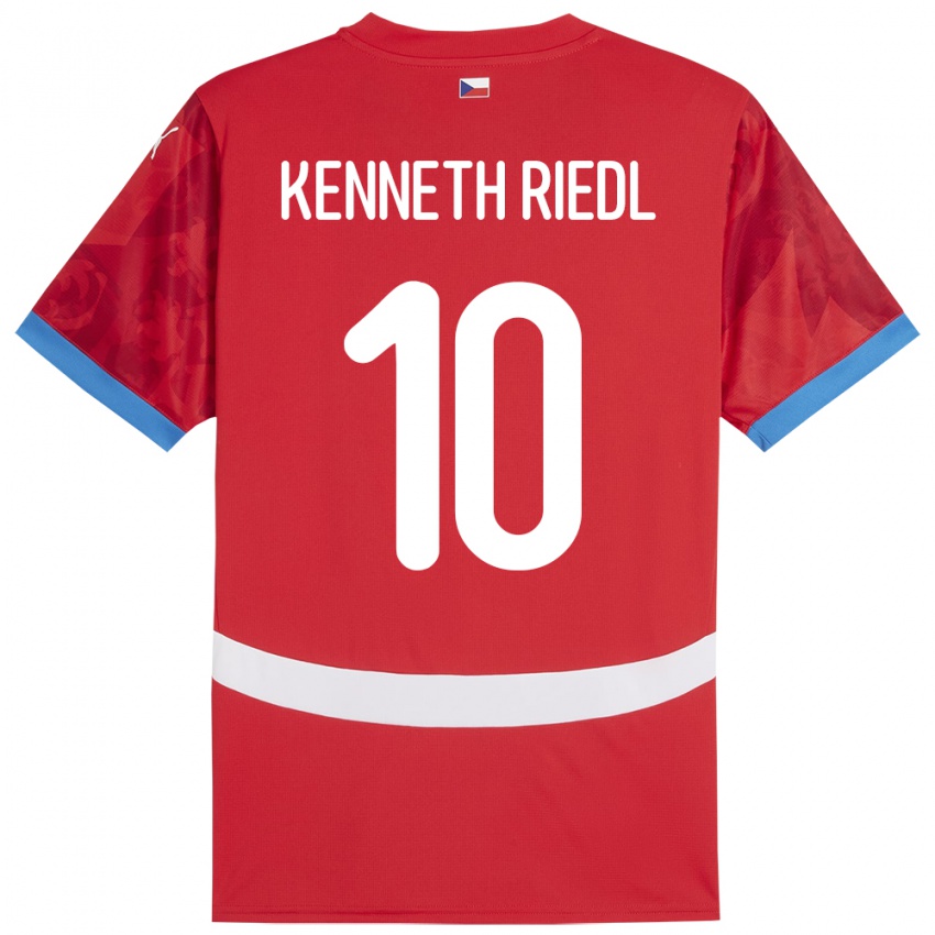 Uomo Maglia Cechia Victor Kenneth Riedl #10 Rosso Kit Gara Home 24-26 Maglietta