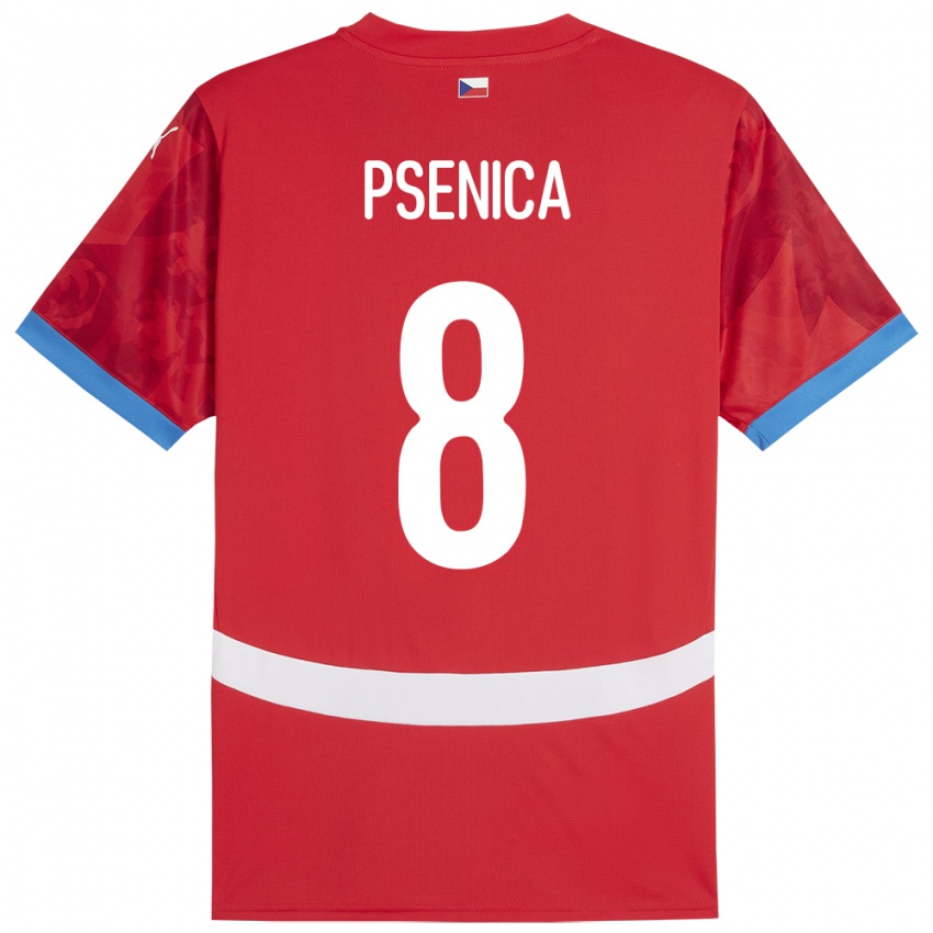 Uomo Maglia Cechia Jiri Psenica #8 Rosso Kit Gara Home 24-26 Maglietta