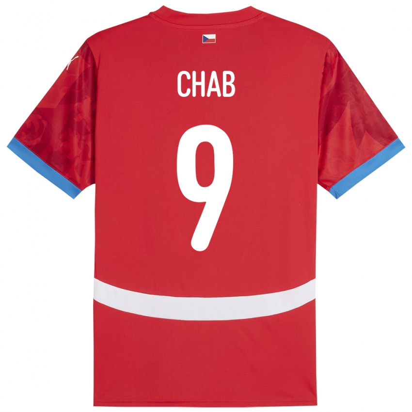 Uomo Maglia Cechia Adam Chab #9 Rosso Kit Gara Home 24-26 Maglietta