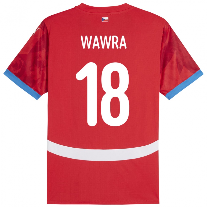 Uomo Maglia Cechia Ondrej Wawra #18 Rosso Kit Gara Home 24-26 Maglietta