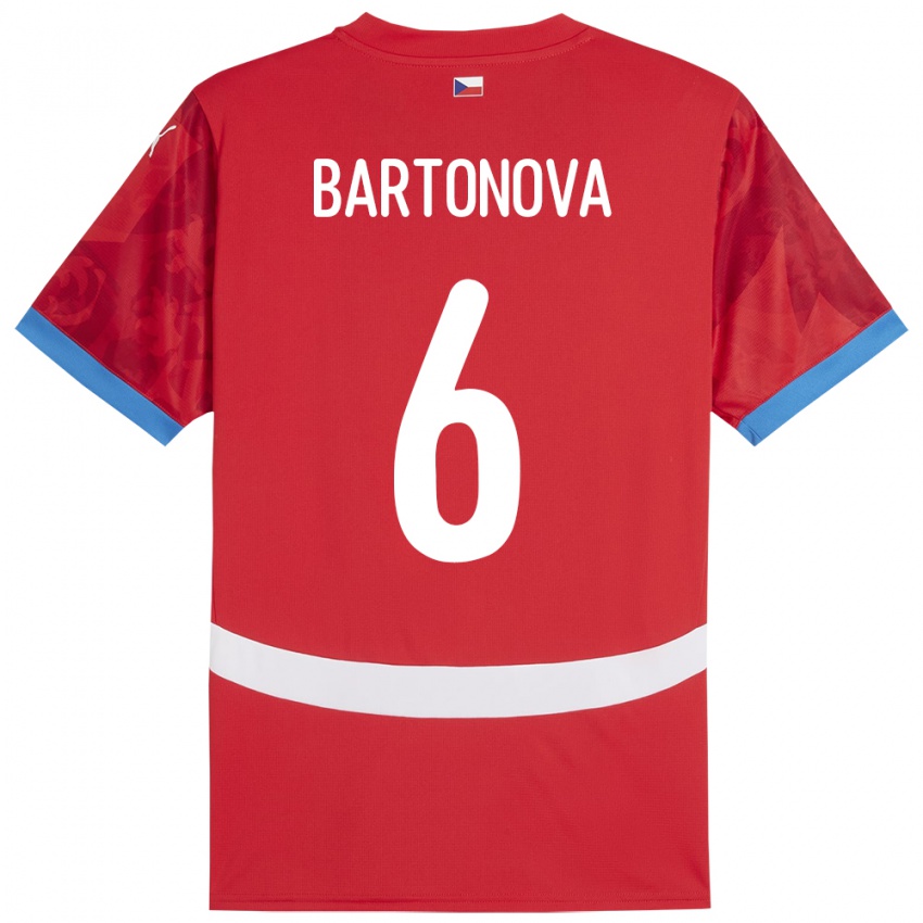 Uomo Maglia Cechia Eva Bartoňová #6 Rosso Kit Gara Home 24-26 Maglietta