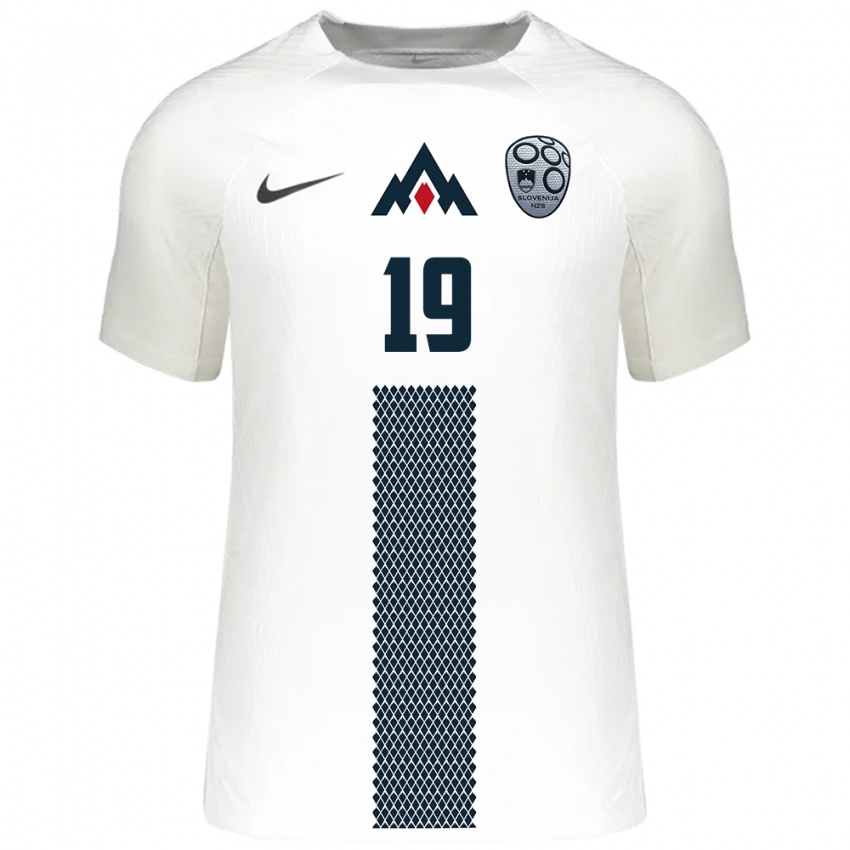 Uomo Maglia Slovenia Aldin Jakupovic #19 Bianco Kit Gara Home 24-26 Maglietta