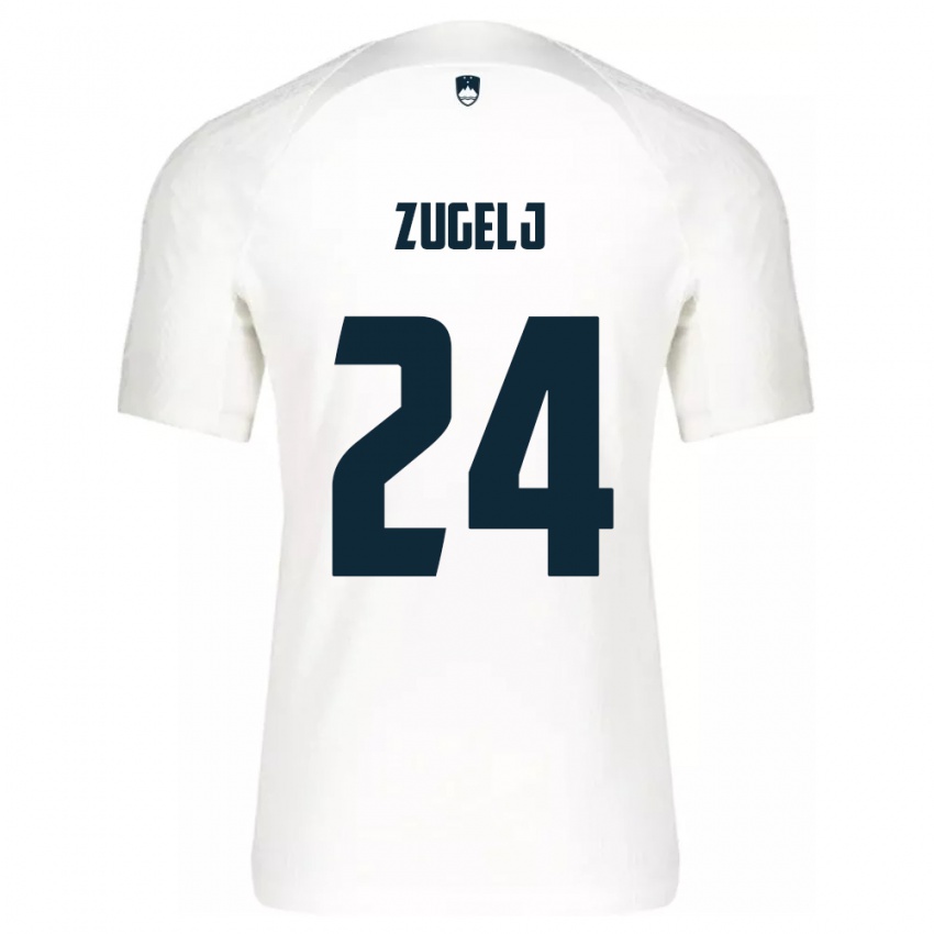 Uomo Maglia Slovenia Nino Zugelj #24 Bianco Kit Gara Home 24-26 Maglietta