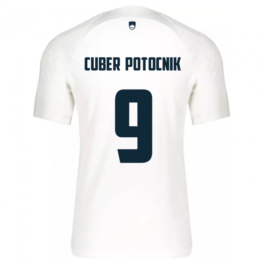 Uomo Maglia Slovenia Jaka Cuber Potocnik #9 Bianco Kit Gara Home 24-26 Maglietta