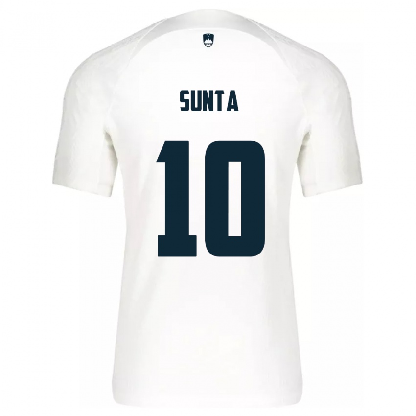 Uomo Maglia Slovenia Sven Sunta #10 Bianco Kit Gara Home 24-26 Maglietta