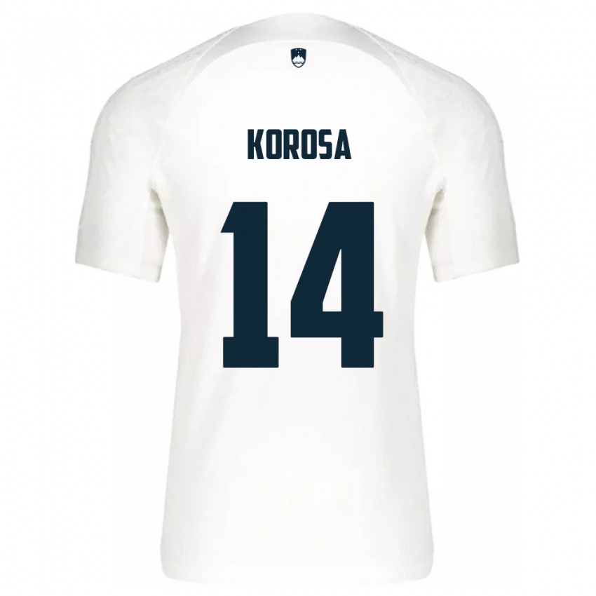 Uomo Maglia Slovenia Anej Koroša #14 Bianco Kit Gara Home 24-26 Maglietta