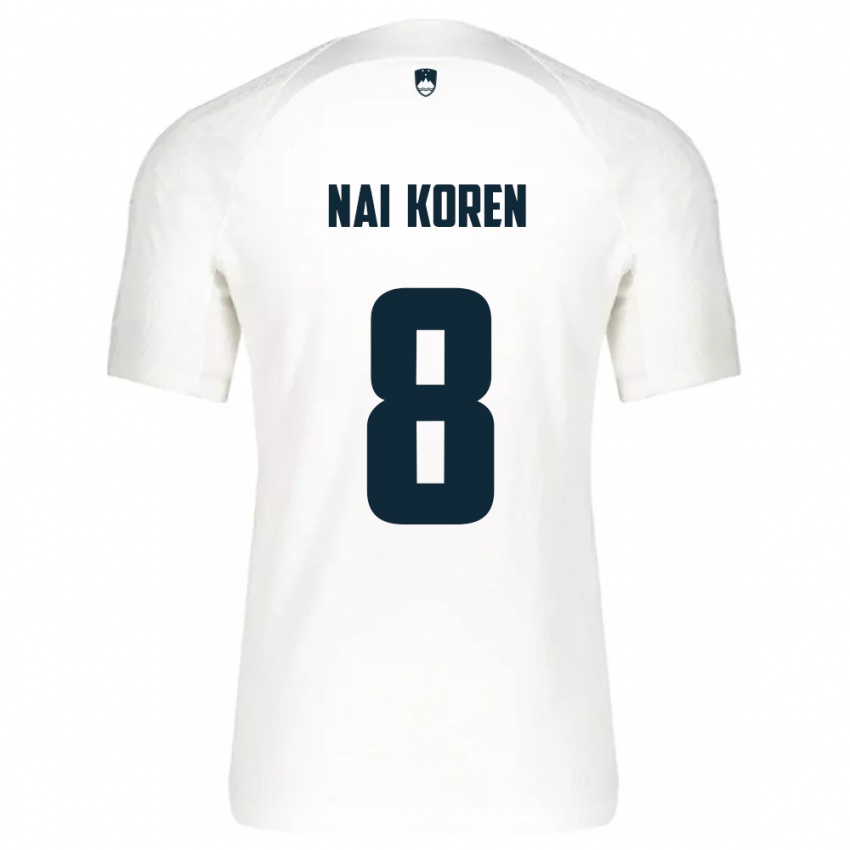 Uomo Maglia Slovenia Tian Nai Koren #8 Bianco Kit Gara Home 24-26 Maglietta