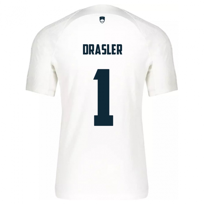 Uomo Maglia Slovenia Iztok Drasler #1 Bianco Kit Gara Home 24-26 Maglietta