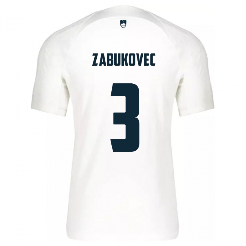 Uomo Maglia Slovenia Anze Zabukovec #3 Bianco Kit Gara Home 24-26 Maglietta