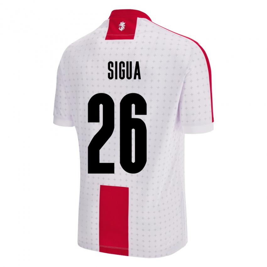 Uomo Maglia Georgia Gabriel Sigua #26 Bianco Kit Gara Home 24-26 Maglietta