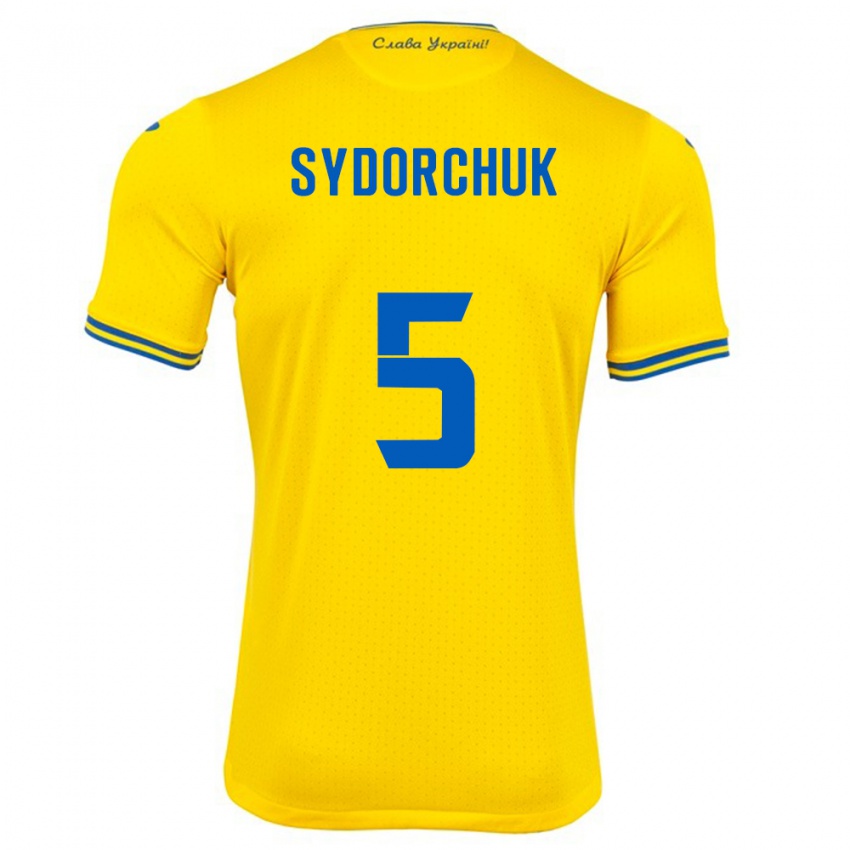 Uomo Maglia Ucraina Sergiy Sydorchuk #5 Giallo Kit Gara Home 24-26 Maglietta