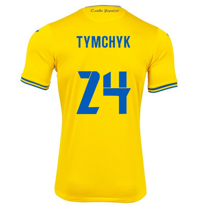 Uomo Maglia Ucraina Oleksandr Tymchyk #24 Giallo Kit Gara Home 24-26 Maglietta