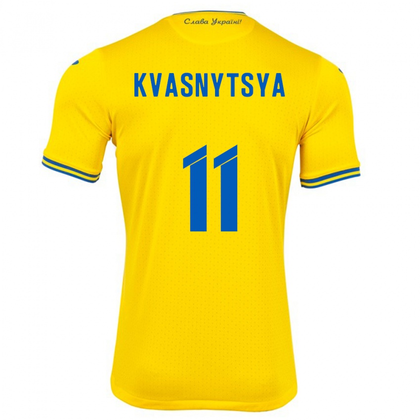 Uomo Maglia Ucraina Ilya Kvasnytsya #11 Giallo Kit Gara Home 24-26 Maglietta