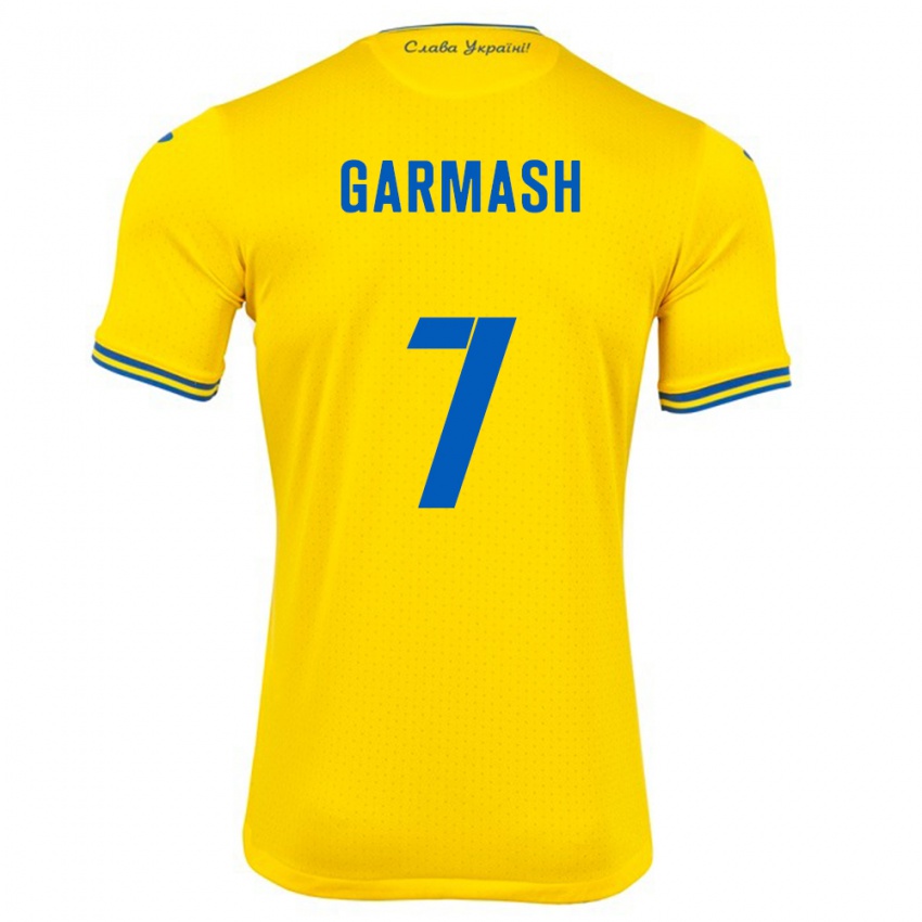 Uomo Maglia Ucraina Yevgen Garmash #7 Giallo Kit Gara Home 24-26 Maglietta