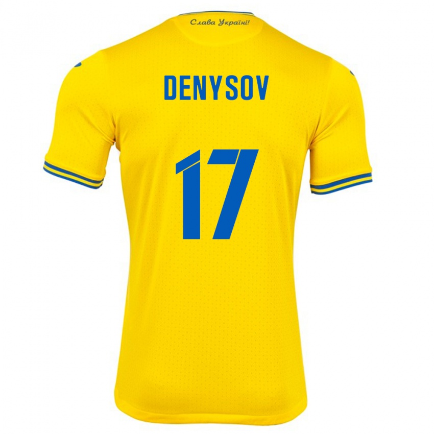 Uomo Maglia Ucraina Ivan Denysov #17 Giallo Kit Gara Home 24-26 Maglietta