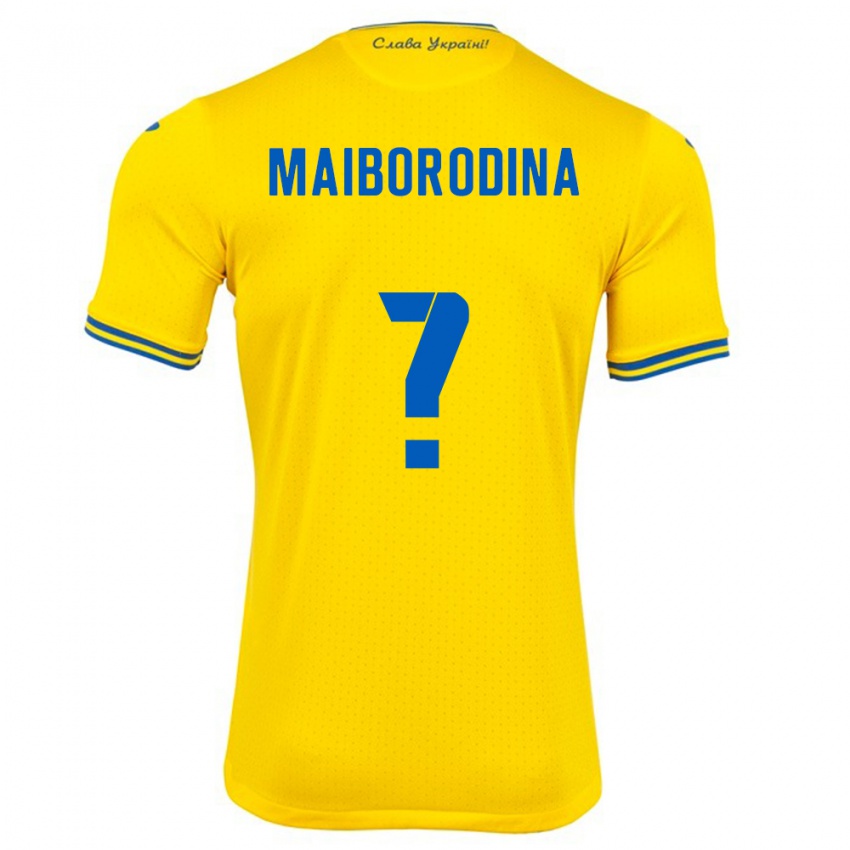 Uomo Maglia Ucraina Iryna Maiborodina #0 Giallo Kit Gara Home 24-26 Maglietta