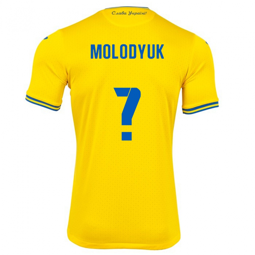 Uomo Maglia Ucraina Yelyzaveta Molodyuk #0 Giallo Kit Gara Home 24-26 Maglietta