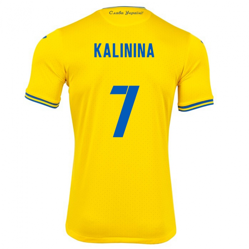 Uomo Maglia Ucraina Yana Kalinina #7 Giallo Kit Gara Home 24-26 Maglietta