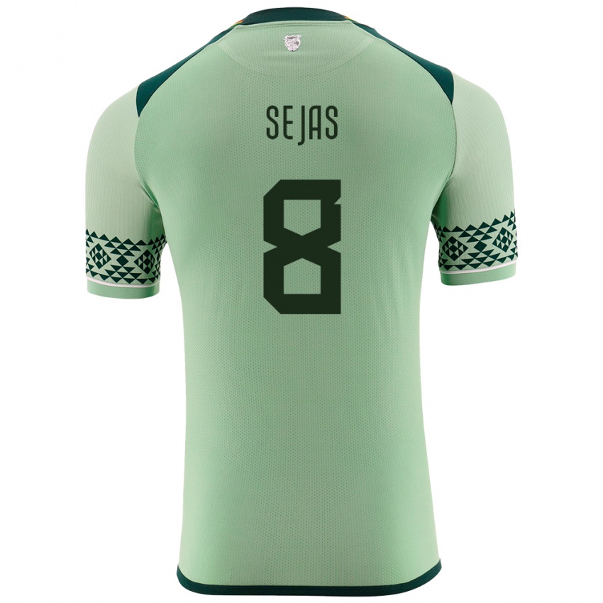 Uomo Maglia Bolivia Carlos Sejas #8 Verde Chiaro Kit Gara Home 24-26 Maglietta