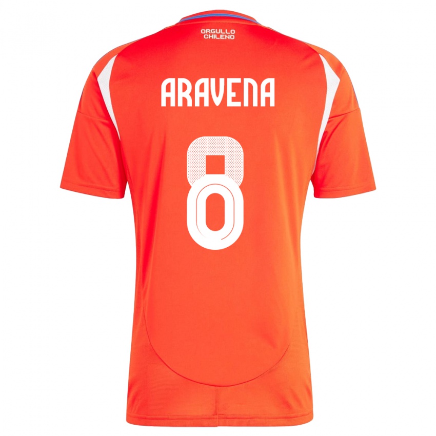 Uomo Maglia Cile Alexander Aravena #8 Rosso Kit Gara Home 24-26 Maglietta