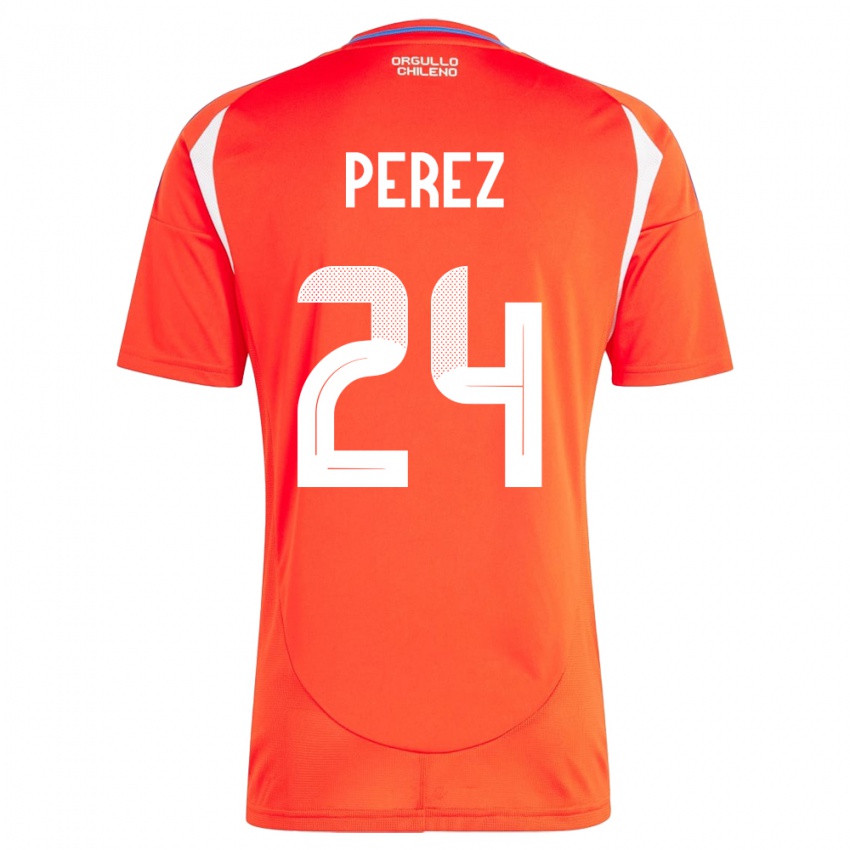 Uomo Maglia Cile César Pérez #24 Rosso Kit Gara Home 24-26 Maglietta