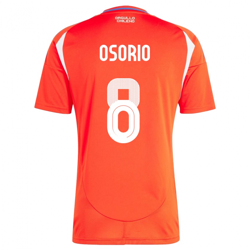 Uomo Maglia Cile Darío Osorio #8 Rosso Kit Gara Home 24-26 Maglietta