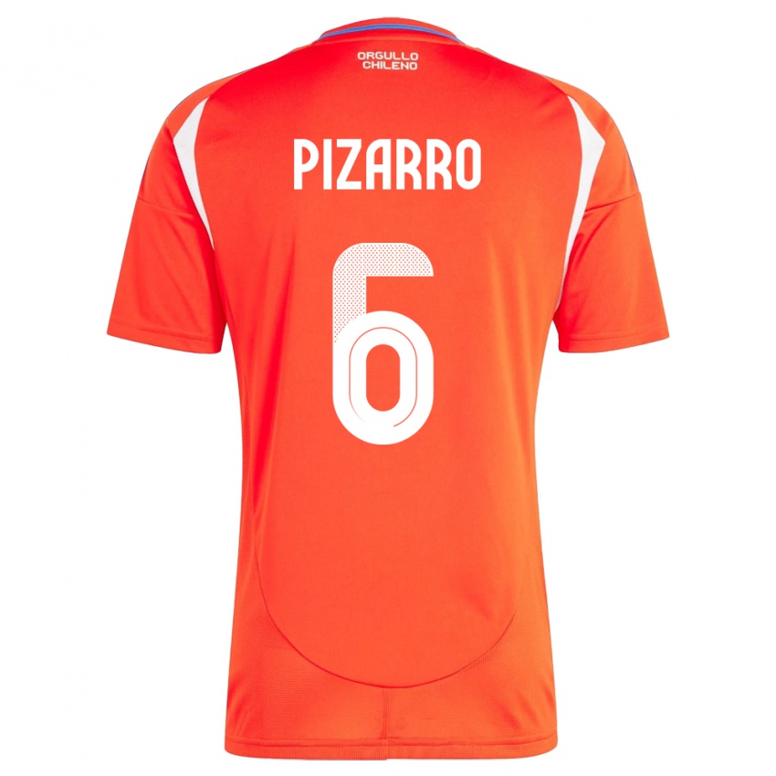 Uomo Maglia Cile Vicente Pizarro #6 Rosso Kit Gara Home 24-26 Maglietta