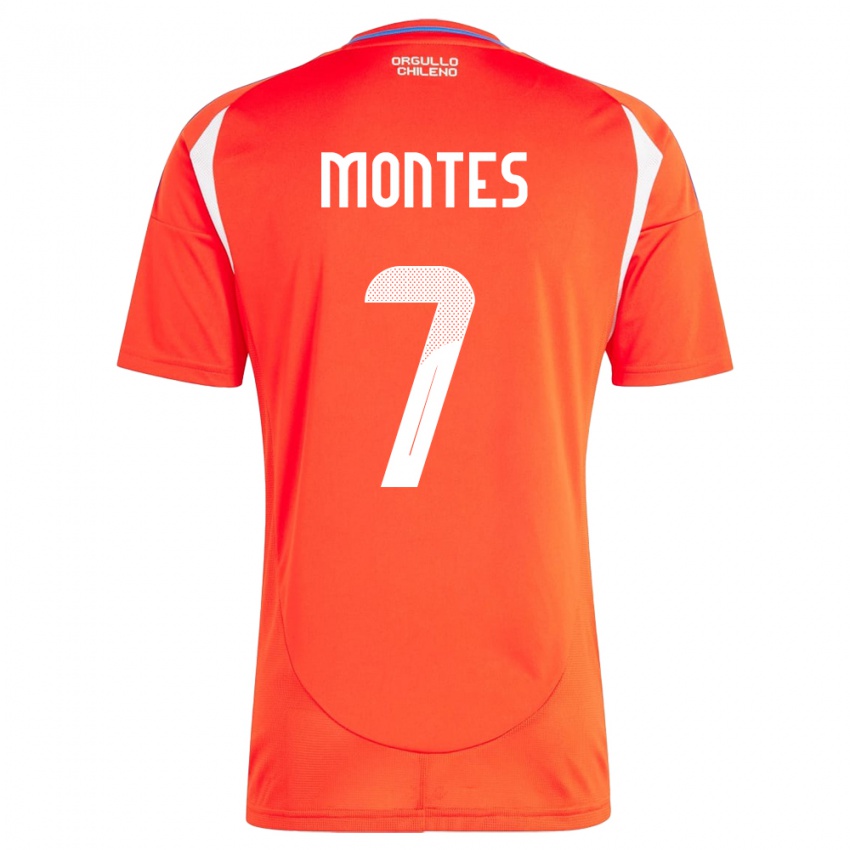 Uomo Maglia Cile Clemente Montes #7 Rosso Kit Gara Home 24-26 Maglietta