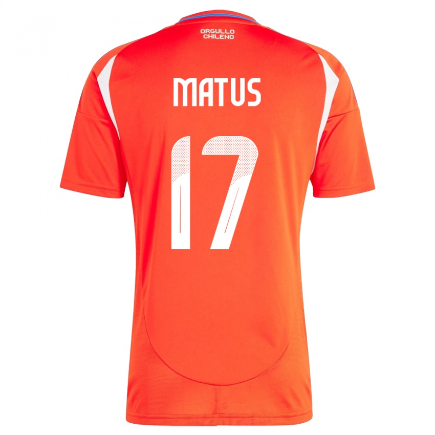 Uomo Maglia Cile Esteban Matus #17 Rosso Kit Gara Home 24-26 Maglietta