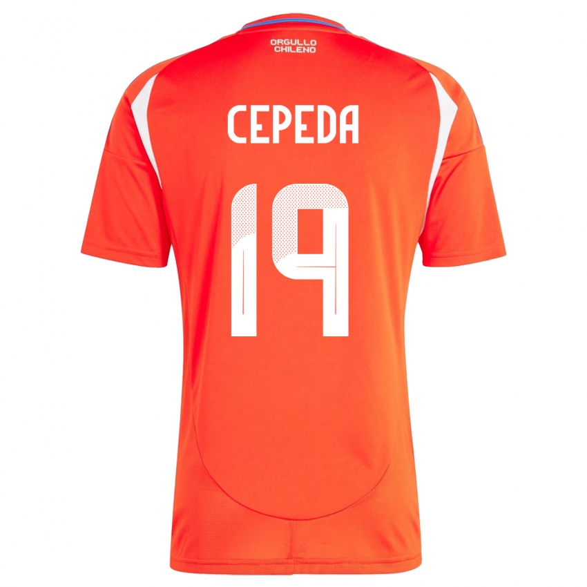 Uomo Maglia Cile Lucas Cepeda #19 Rosso Kit Gara Home 24-26 Maglietta