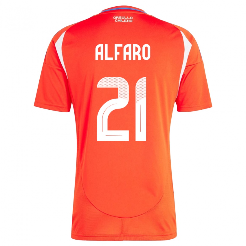 Uomo Maglia Cile Julián Alfaro #21 Rosso Kit Gara Home 24-26 Maglietta