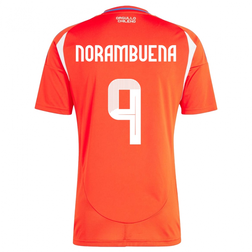 Uomo Maglia Cile Gabriel Norambuena #9 Rosso Kit Gara Home 24-26 Maglietta