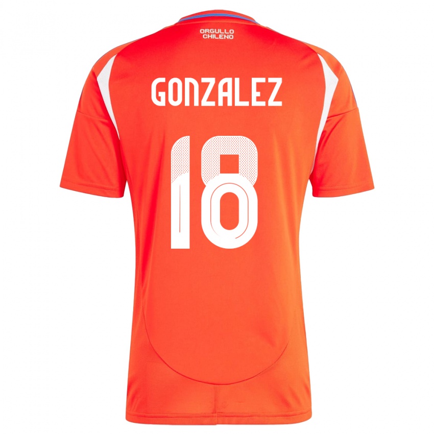 Uomo Maglia Cile Bryan González #18 Rosso Kit Gara Home 24-26 Maglietta