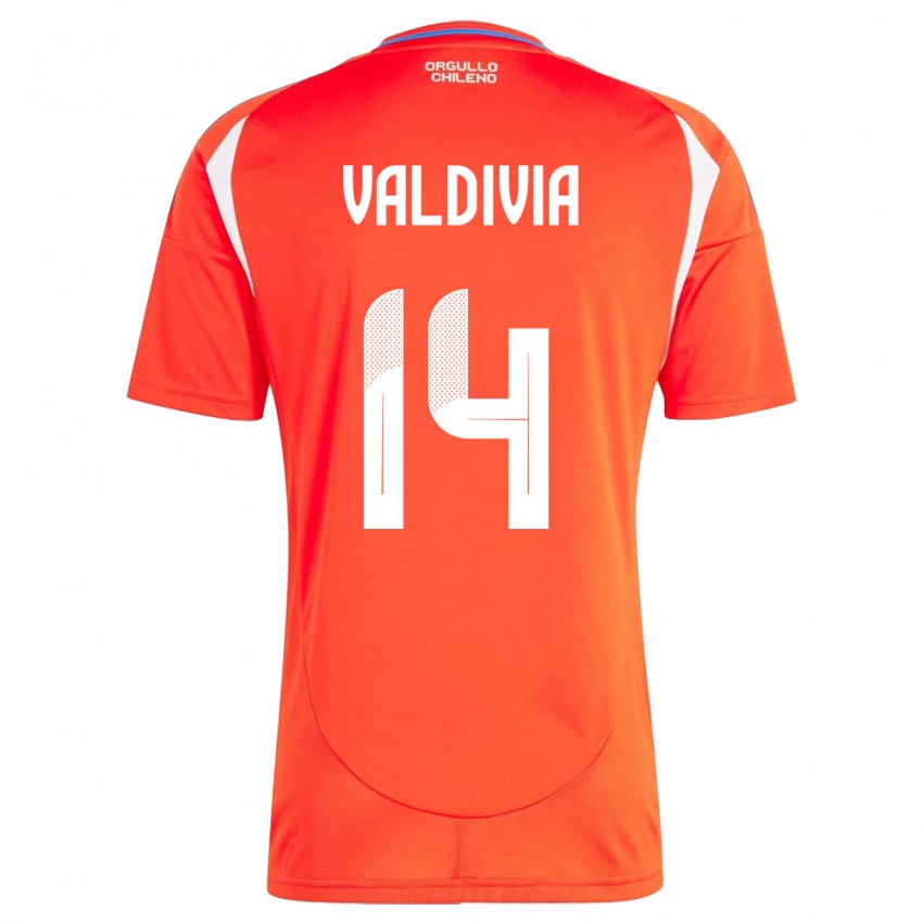 Uomo Maglia Cile Felipe Valdivia #14 Rosso Kit Gara Home 24-26 Maglietta