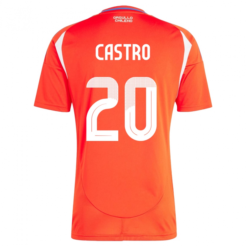 Uomo Maglia Cile Benjamín Castro #20 Rosso Kit Gara Home 24-26 Maglietta