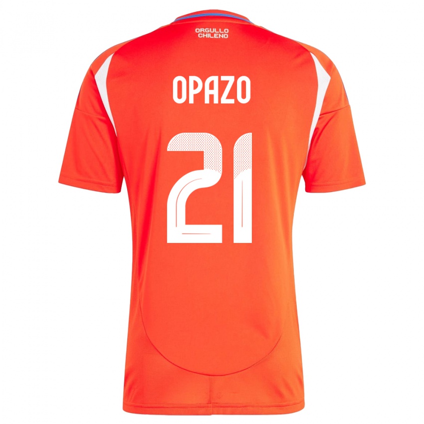 Uomo Maglia Cile Diego Opazo #21 Rosso Kit Gara Home 24-26 Maglietta