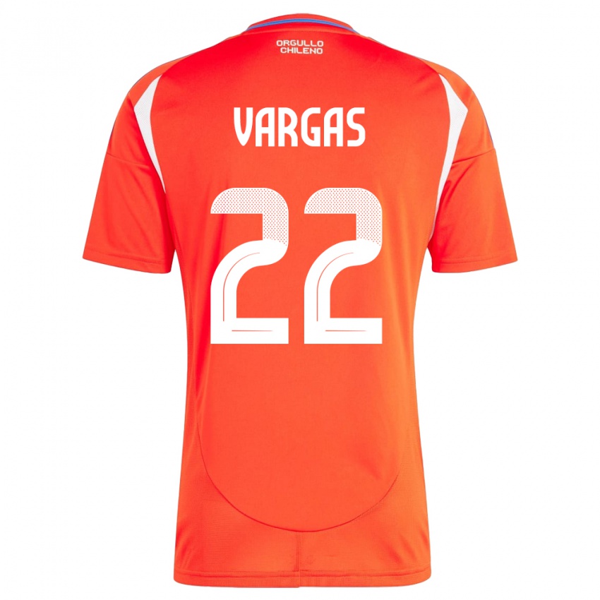 Uomo Maglia Cile Diego Vargas #22 Rosso Kit Gara Home 24-26 Maglietta