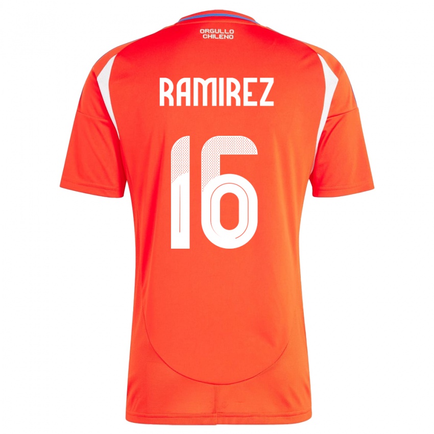 Uomo Maglia Cile Vicente Ramírez #16 Rosso Kit Gara Home 24-26 Maglietta