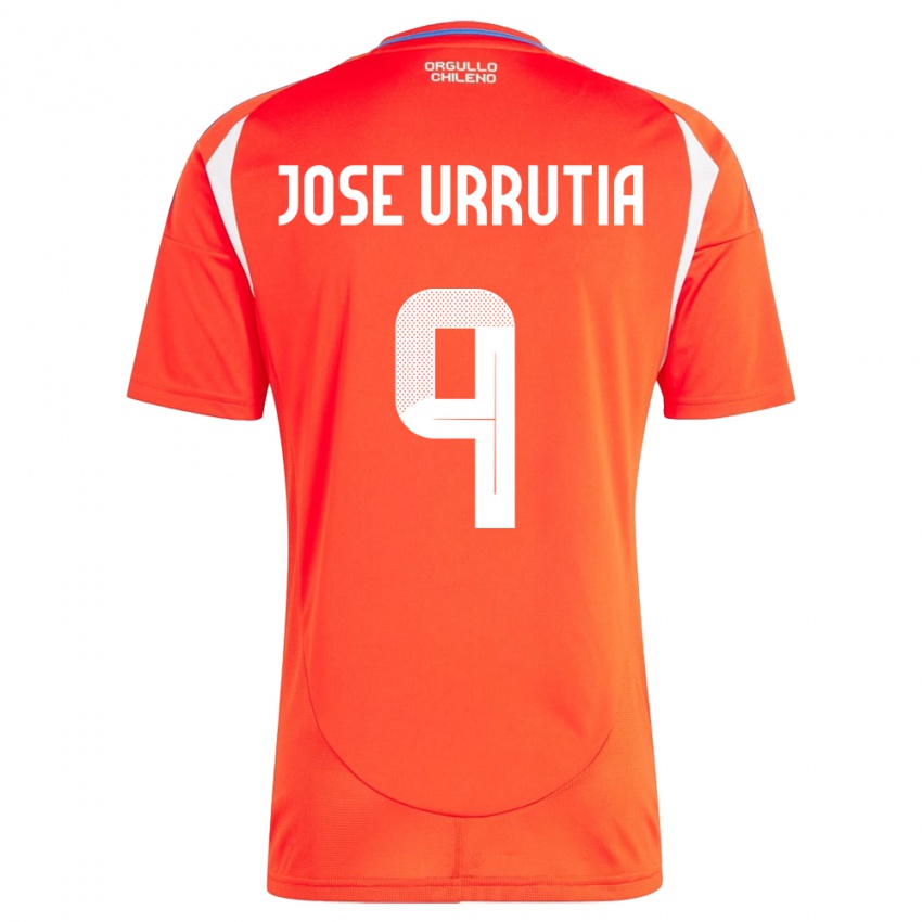 Uomo Maglia Cile María José Urrutia #9 Rosso Kit Gara Home 24-26 Maglietta