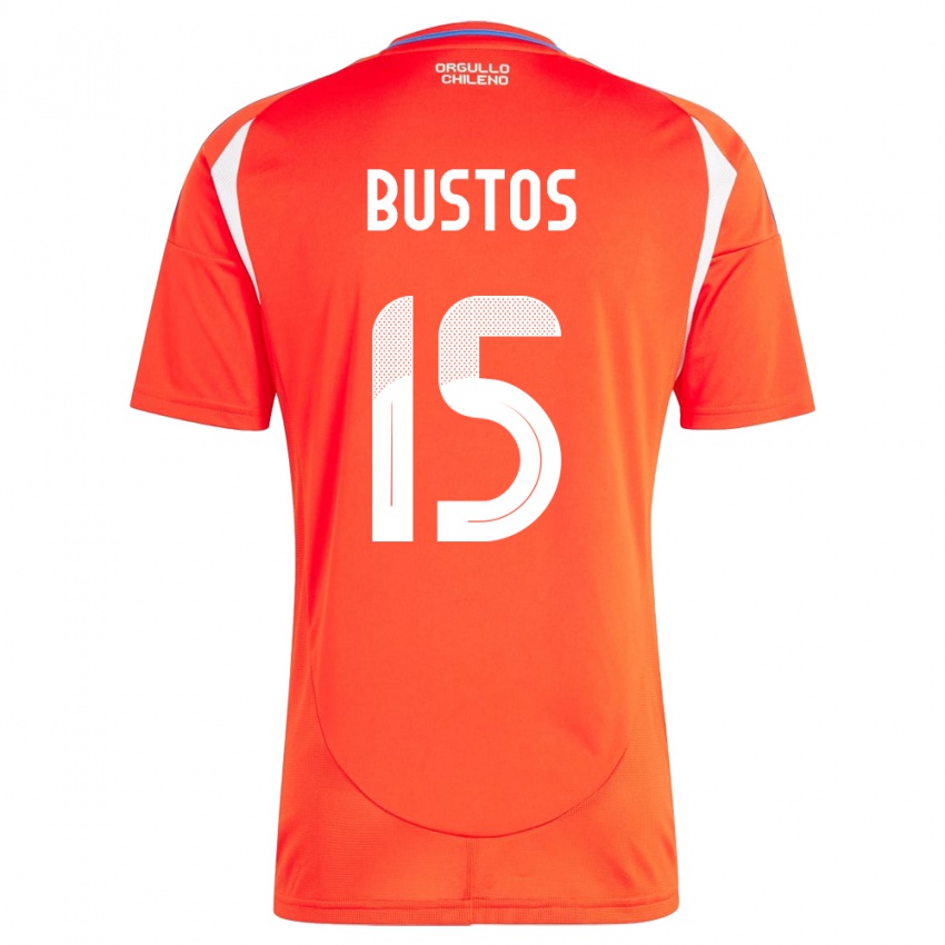 Uomo Maglia Cile Melissa Bustos #15 Rosso Kit Gara Home 24-26 Maglietta