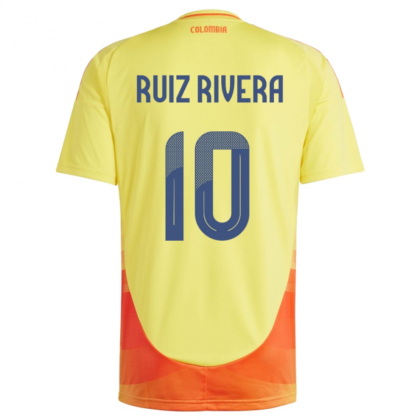 Uomo Maglia Colombia Daniel Ruiz Rivera #10 Giallo Kit Gara Home 24-26 Maglietta