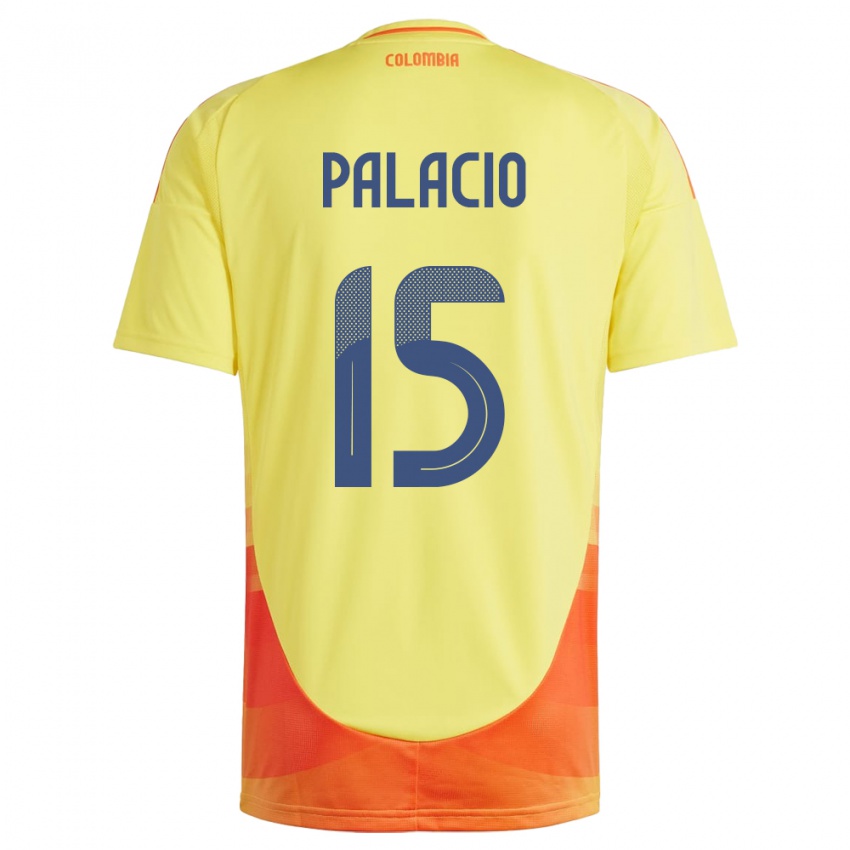 Uomo Maglia Colombia Nelson Palacio #15 Giallo Kit Gara Home 24-26 Maglietta