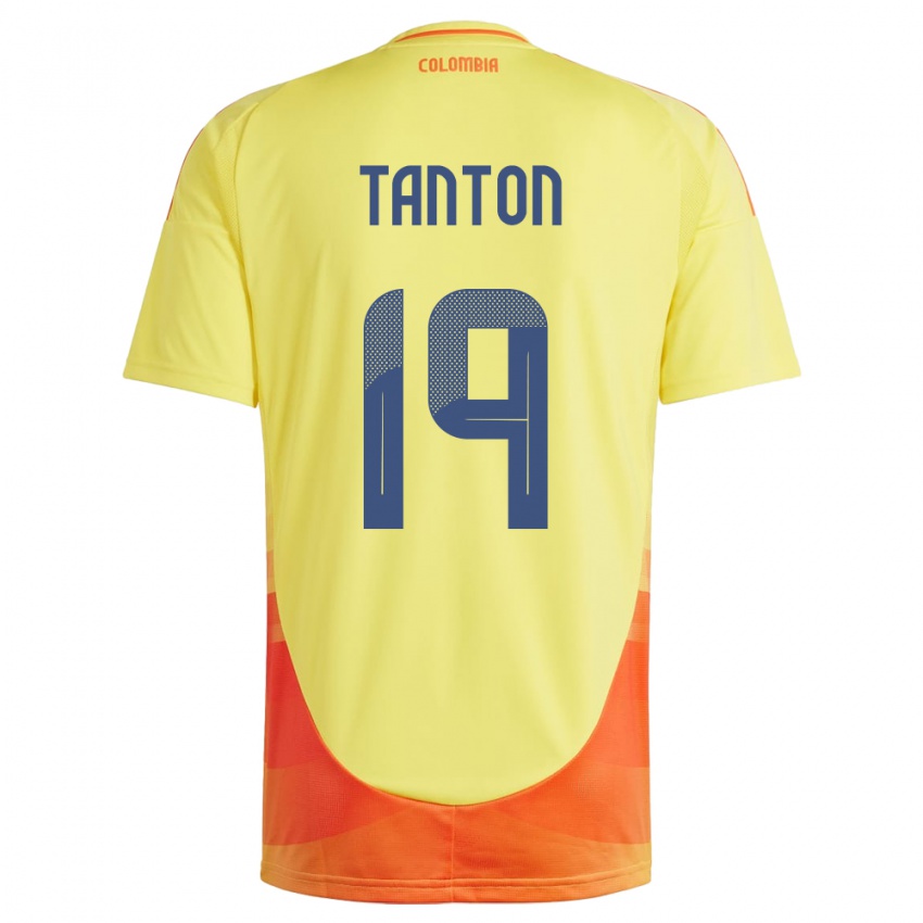 Uomo Maglia Colombia Devan Tanton #19 Giallo Kit Gara Home 24-26 Maglietta