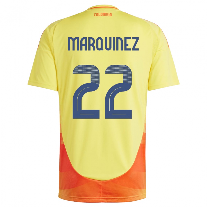 Uomo Maglia Colombia Luis Marquinez #22 Giallo Kit Gara Home 24-26 Maglietta