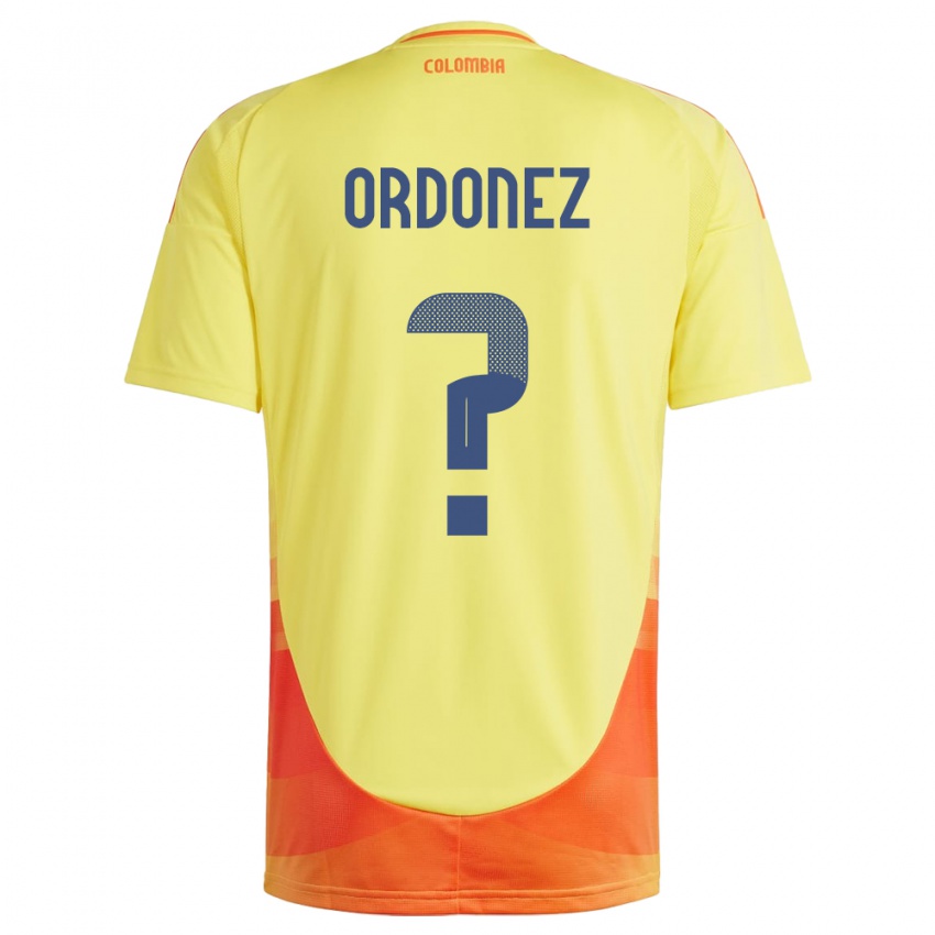 Uomo Maglia Colombia Willian Ordóñez #0 Giallo Kit Gara Home 24-26 Maglietta