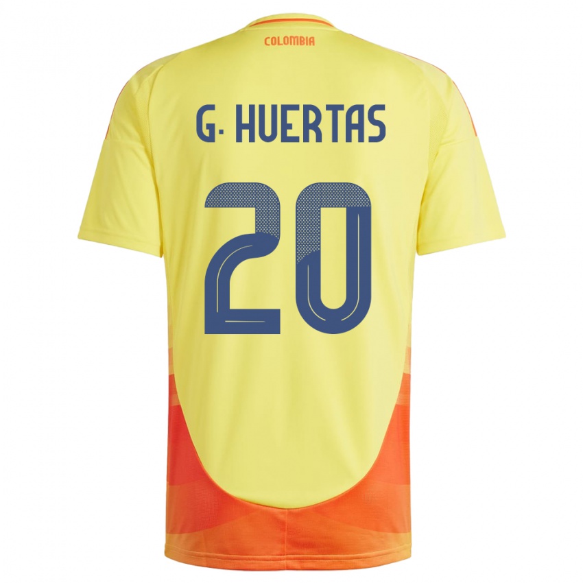 Uomo Maglia Colombia Gabriela Huertas #20 Giallo Kit Gara Home 24-26 Maglietta