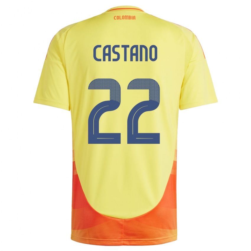 Uomo Maglia Colombia Stefany Castaño #22 Giallo Kit Gara Home 24-26 Maglietta