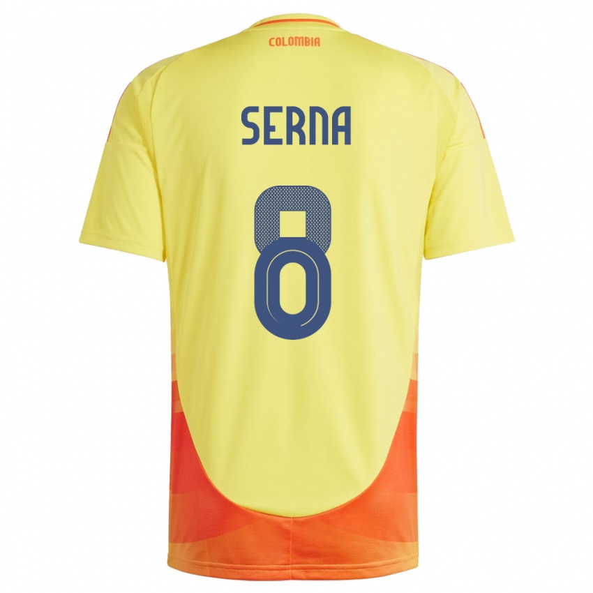 Uomo Maglia Colombia Liced Serna #8 Giallo Kit Gara Home 24-26 Maglietta