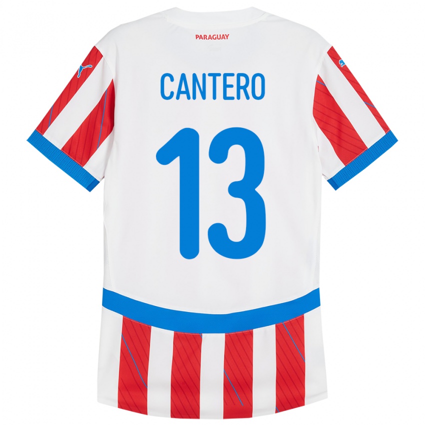 Uomo Maglia Paraguay Alexis Cantero #13 Bianco Rosso Kit Gara Home 24-26 Maglietta