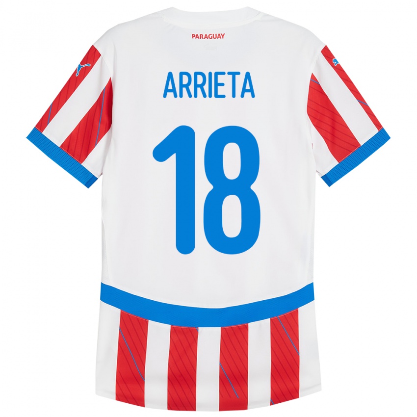 Uomo Maglia Paraguay Camila Arrieta #18 Bianco Rosso Kit Gara Home 24-26 Maglietta